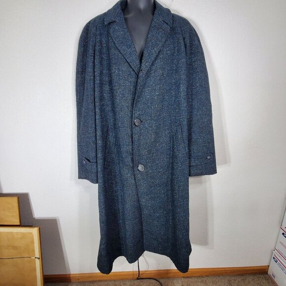 Vintage Lockburne By Locketz Wool Blend Overcoat Size 42 Dark Grey 50" Long - Picture 12 of 12